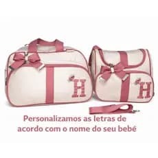 KIT BOLSAS MATERNIDADE PERSONALIZADO- LETRAS COM COROAS E FLORES- BOLSAS GRANDES- AMORA BABY- MODELO ÚNICO