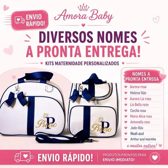 Kit Bolsa Maternidade Personalizada Bolsa Bebê Pronta Entrega Envio Rápido