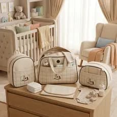 Kit 4 Bolsa Feminina Térmica Impermeável Maternidade Bebê Pós Parto Gestante Menino Menina Mochila