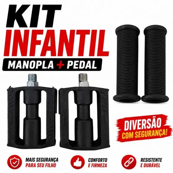 Kit Manopla Punho + Pedal de Bicicleta Infantil Criança Mirim Menina Menino Estilo Conforto Bike