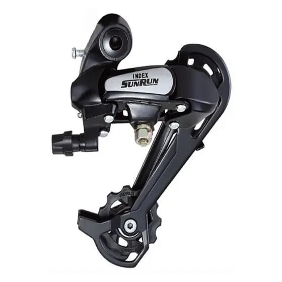 Cambio Macaquinho De Bicicleta Traseiro Sunrun 7v Index Preto Cage Longo Bike
