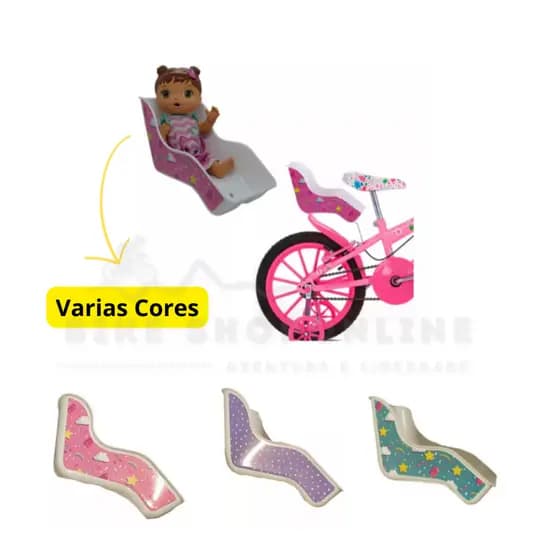Cadeirinha Para Bicicleta Cadeira de Boneca Bebe Alive Traseira Infantil C/Cinto Criança Bike