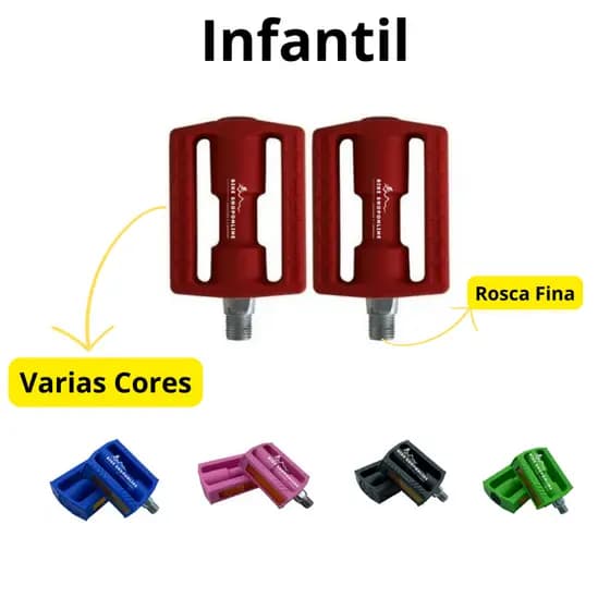 Pedal Bicicleta Infantil Mirim Rosca Fina Cores Aro 16 Nylon Par