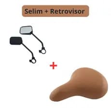 Banco Selim Urbano Tropical Confortável Bicicleta Kalf + Par Retrovisor Espelho Allcar Bike Marrom