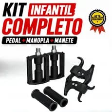 KIT PEDAL + MANOPLA + MANETE BICICLETA INFANTIL ARO 16 MIRIM MENINA MENINO CRIANÇA AMR