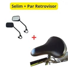 Banco Selim Urbano Tropical + Par Espelho Retrovisor Bicicleta Ceci Monark MTB Confortável