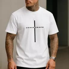 Camiseta Masculina Jesus Cristo Cruz Branca - Gospel Cristã Estilo Casual de Fé