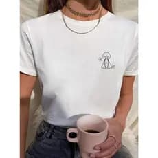 Camiseta Feminina Nossa Senhora Aparecida Branca - Estampa Religiosa Delicada de Fé