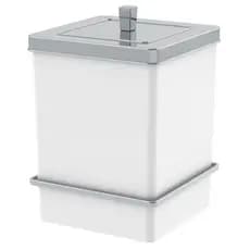 Lixeira Quadrada C/ Suporte Ventosa Branco Cromado Cor Branco/cromado 6,5l