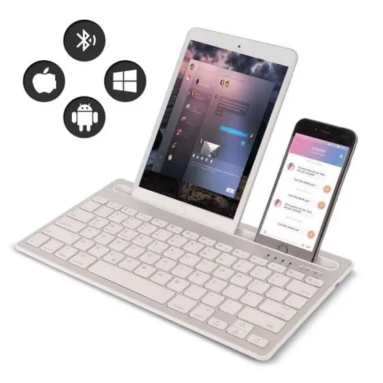 Teclado Slim Sem Fio Bluetooth – Dual Connect Recarregável para Tablet e Celular