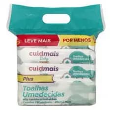 Kit Lenço Umedecido Baby Plus Cuidmais Leve Mais Por Menos