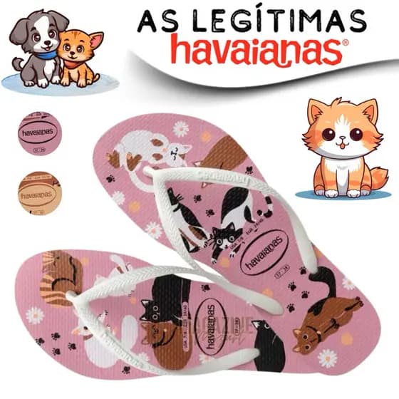 Sandália Havaianas Feminina Slim Pets Adulto e Infantil
