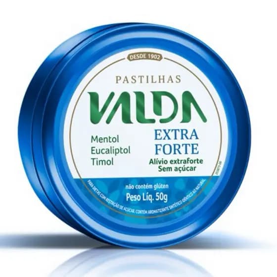 Pastilhas Valda Extra Forte Sem Açúcar Lata de 50g Cada
