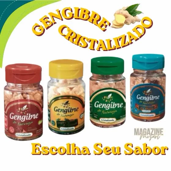 Gengibre Cristalizado Sabores Pote de 40g Cada