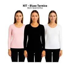 Kit 2 ou 3 Blusas Feminina Segunda Pele Térmica Peluciada Inverno Frio