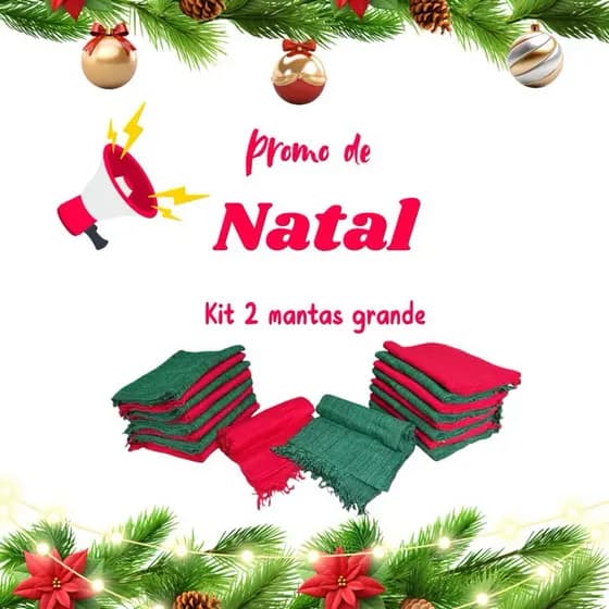 Kit 2 Mantas Decorativa Gigante para o Natal 210x120 100 Algodão Natalina
