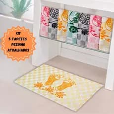 Kit 5 Tapetes Pezinho Banheiro 5 Unidades de Tape Para Banheiro Lavabo Toalha de Piso Atoalhado