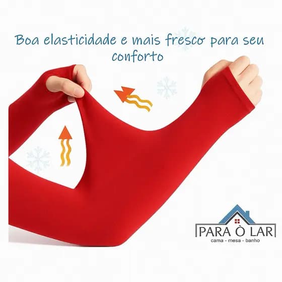 Kit c/ 1 ou 2 Pares Manguito Proteção Solar UV Fina Braço Seda Masculina Feminina Respirável 40cm