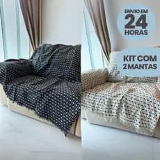 Kit 02 Mantas Gigante Tijolinho Protetora para Sofá Cama Decorativa 2.40 x 1.80