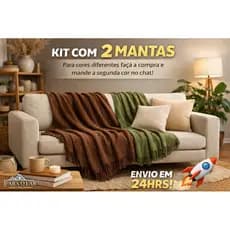 Kit c/ 2 Mantas de Sofá ou Cama Luxo Gigante 120x210 Tipo Capa De Sofá Protetora