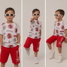 Conjunto Infantil Homem-Aranha Camiseta e Bermuda Menino Modelo Exclusivo Lançamento Super Herói Roupa de Criança