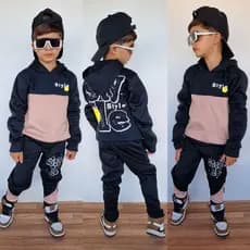 Conjunto Infantil de Moletom Grosso Lançamento 2026 Com Capuz Kit  Com 2 Peças