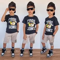 Kit Conjunto Infantil Short e Camisa Masculino Lançamento Veão