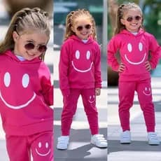 Conjunto Moletom infantil Feminino com Capuz Agasalho de Menina ate 3 anos Kit 2 peças