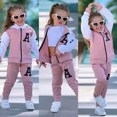 Conjunto Infantil De Moletom feminino Roupa de Frio com capuz de menina kit 2 Peças