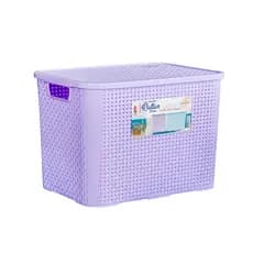 Caixa 28 Litros Organizadora Com Tampa Rattan Premium