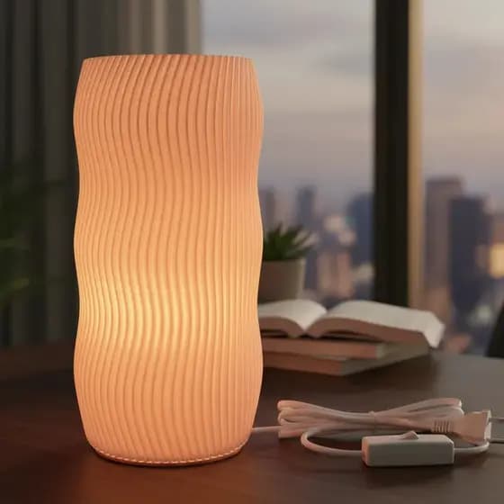 Luminária Wave Abajur de Cabeceira Quarto Mesa Sala Decoração Aesthetic Escritório Luz Retro Moderna