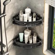 Kit 2 Suportes de Shampoo triângulo Sem Furo Prateleira para banheiro organizadora triângulode Canto Alumínio Premium