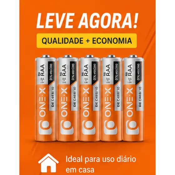 Kit Pilhas AA 1.5V ONEX – Bateria de Carbono Econômica, Longa Duração, Ideal para Controle, Brinquedos e Uso Diário