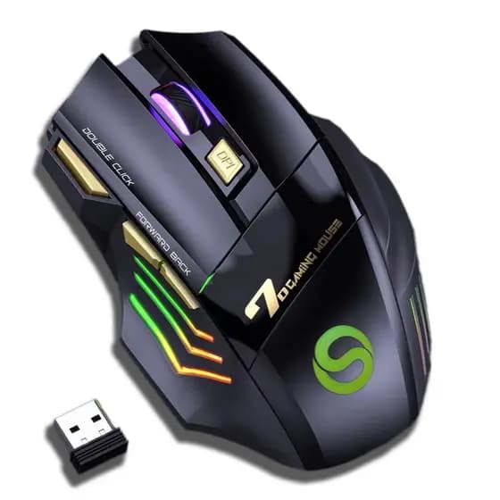 Mouse Gamer Wireless Sem Fio Recarregável Led RGB 3200 DPI Ergonômico Silencioso Alta Precisão Para PC Notebook Jogos