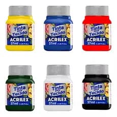 Kit Com 6 Tintas De Tecido Acrilex 37ml - Escolha As Cores