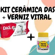 Kit Massa de modelar  Cerâmica Fria DAS + Verniz Vitral Acrilex 37 ml