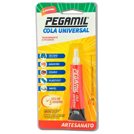 Cola Universal Pegamil 17g Transparente – Multiuso para Artesanato, EVA, Couro e Plástico