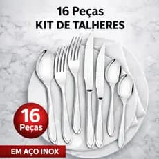 Jogo Kit Faqueiro Garfo Faca Colher Aço Inox 16 Peças Buffet Talher