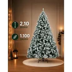 Árvore De Natal Nevada 2,10m 1100 Galhos Luxo Neve Pinheiro Premium