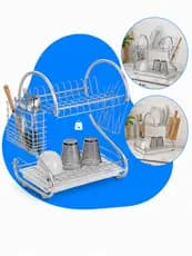 Escorredor De Louças 2 Andares Inox Com Bandeja E Porta Talheres