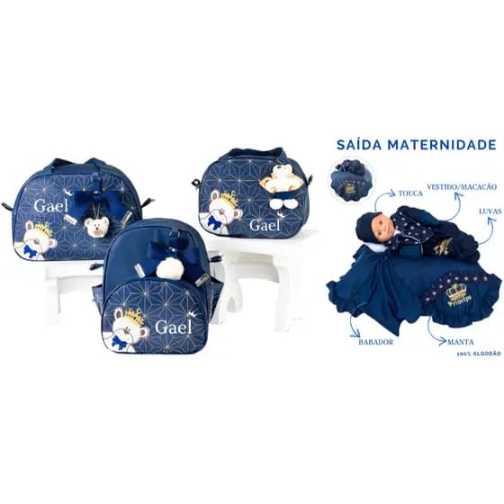 Bolsa Maternidade Personalizada Bolsa de Bebê Coleção Urso Saída Maternidade