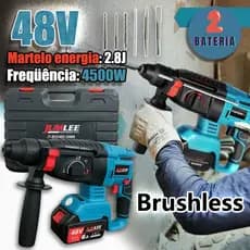 JUMLEE 48V Martelo Elétrico Recarregável Sem Fio Furadeira De Impacto