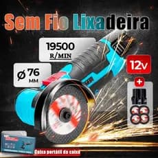 Esmerilhadeira Lixadeira Sem Fio Portátil Serra Mármore A Bateria 12V 1500 Miliampere