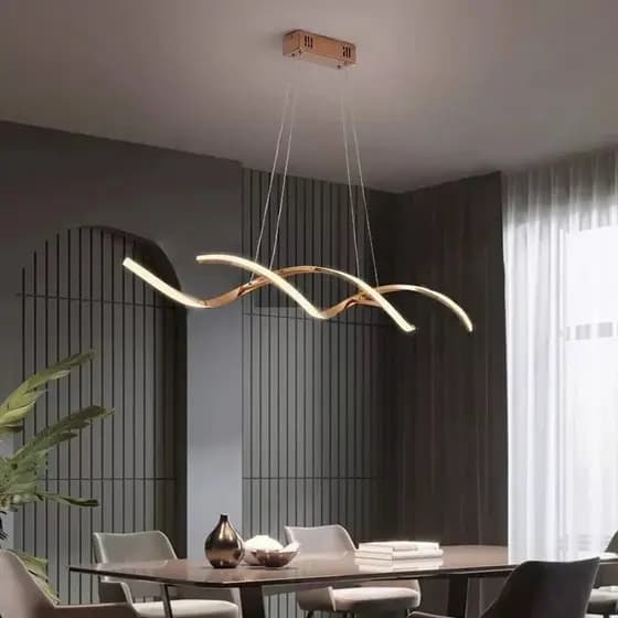 Lustre Pendente Led Espiral Ondular Dna Moderno Rose Gold ou Preto 3000K