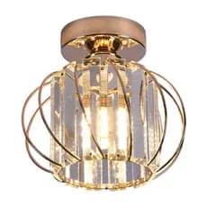 Lustre Luminária De Cristal E Aros Clássico Teto E27 Bivolt Cor Dourado 110v/220v