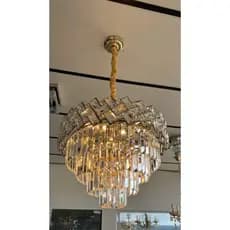 Lustre Pendente Legitimo Cristal Luxuoso Dourado E14x8