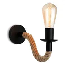 Luminária Arandela Corda Rústica Parede Retrô E27 Cor Preto