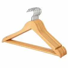 Kit Cabide de Madeira Premium Marfim Para Roupas Adulto Calça Gancho Cromado Atacado Para Loja