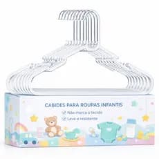 Kit 50 Cabides Infantil de Acrílico Transparente conjunto organizador