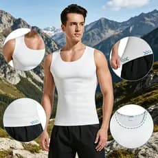 1 Pçs Regata De Compressão De Seda Gelo Masculina , Colete Modelador De Corpo De Emagrecimento Sem Costura , Camiseta De